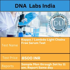 Kappa / Lambda Light Chains Free Serum Test cost 2 mL (1 mL min.) serum from 1 SST. Ship refrigerated or frozen. INR in India