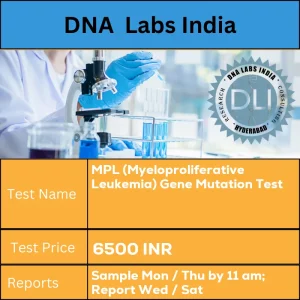 MPL (Myeloproliferative Leukemia) Gene Mutation Test cost 3 mL (2 mL min.) whole blood from 1 Lavender Top (EDTA) tube. Ship refrigerated. DO NOT FREEZE. Duly filled Genomics Clinical Information Requisition Form (Form 20) is mandatory. INR in India