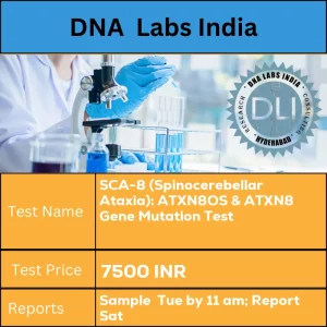 SCA-8 (Spinocerebellar Ataxia): ATXN8OS & ATXN8 Gene Mutation Test cost 4 mL (2 mL min.) whole blood in 1 Lavender top (EDTA) tube. Ship refrigerated. DO NOT FREEZE. Duly filled Genomics Clinical Information Requisition Form (Form 20) is mandatory. INR in India