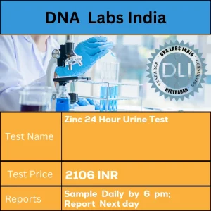 Zinc 24 Hour Urine Test cost 10 mL (5 mL min.) aliquot of 24 hour urine  collected  in  an  acid  washed  (metal free) container kit available from LPL. Mix  thoroughly.  Transfer  10  mL  aliquot to  vial  provided  in  the  kit.  Measure  24 hour  total  volume  and  record  on  vial and  test  request  form.  Ship  refrigerated or  frozen.  Patients  should avoid sea/ fresh water fish 3 days prior to specimen collection. Use powderless gloves during specimen collection. INR in India