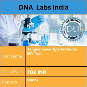 Dengue Fever IgG Antibody EIA Test cost 1 mL (2 mL Min).Serum 1 Tube SST. Ship refrigerated or frozen.. INR in India