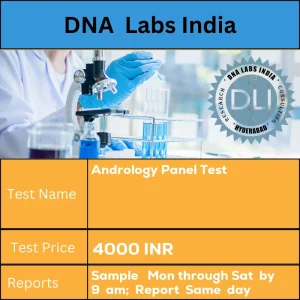 Andrology Panel Test cost 3 mL (2 mL min.) serum from 1 SST. Specify age and sex on test request form. Ship refrigerated or frozen. INR in India