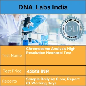 Chromosome Analysis High Resolution Neonatal Test cost 4 ml (2 ml min). whole blood in 1 Green top (Sodium Heparin ) tube.  Ship refrigerated immediately. DO NOT FREEZE. Test is recommended between 18-20 weeks of gestation. Duly filled  Chromosome & FISH Analysis Requisition form (Form 17)  is mandatory. INR in India