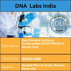 Des-Gamma Carboxy Prothrombin (DCP)/PIVKA II Serum Test cost 2 mL (0.5 mL min.) serum from 1 SST. Ship refrigerated or frozen. Give brief clinical history. INR in India