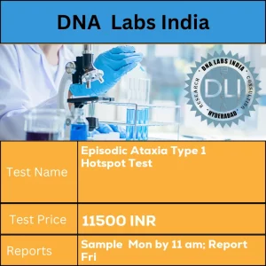 Episodic Ataxia Type 1 Hotspot Test cost 4 mL (2 mL min.) whole blood from 1 Lavender  Top  (EDTA)  tube. Ship refrigerated. DO NOT FREEZE. Duly filled  Genomics Clinical information Requisition Form (Form 20) is mandatory. INR in India