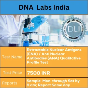 Extractable Nuclear Antigens (ENA) / Anti Nuclear Antibodies (ANA) Qualitative Profile Test cost 2 mL (1 mL min.) serum from 1 SST. Ship refrigerated or frozen. INR in India