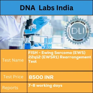 FISH - Ewing Sarcoma (EWS) 22q12 (EWSR1) Rearrangement Test cost Submit Formalin fixed paraffin embedded tissue block. Ship at room temperature. Tissue block must contain 10% tumor tissue. Duly filled Chromosome & FISH analysis Requisition Form (Form 17) is mandatory. INR in India