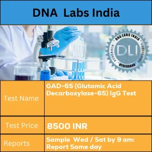 GAD-65 (Glutamic Acid Decarboxylase-65) IgG Test cost 2 mL (1 mL min.) serum from 1 SST. Ship refrigerated or frozen. INR in India