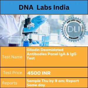 Gliadin Deamidated Antibodies Panel IgA & IgG Test cost 2 mL (1 mL min.) serum from 1 SST. Ship refrigerated or frozen. INR in India