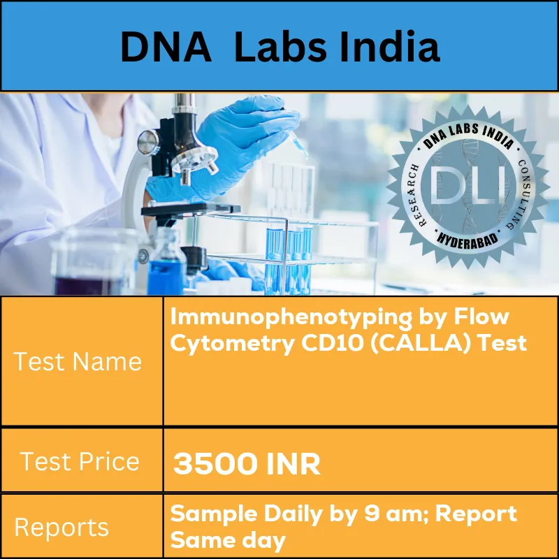 Immunophenotyping by Flow Cytometry CD10 (CALLA) Test cost 3 mL (2 mL min.) whole blood in 1 Lavender Top (EDTA) tube AND 3 mL (2 mL min.) whole blood in 1 Green Top (Sodium Heparin) tube OR 2 mL (1 mL min.) Bone marrow in 1 Green Top (Sodium heparin) tube. Ship immediately at 18u0192??22?u00f8C. DO NOT REFRIGERATE OR FREEZE. Specify time