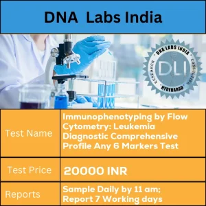 Immunophenotyping by Flow Cytometry: Leukemia Diagnostic Comprehensive Profile Any 6 Markers Test cost 4 mL (3 mL min.) Bone Marrow Aspirate / whole blood in 1 Green Top (Sodium Heparin) tube AND 3 mL (2 mL min.) whole blood / Bone Marrow Aspirate in 1 Lavender Top (EDTA) tube. Ship immediately at 18u0192??22?u00f8C. DO NOT REFRIGERATE OR FREEZE. Duly filled  Chromosome & FISH analysis requisition form (Form 17) is mandatory. INR in India