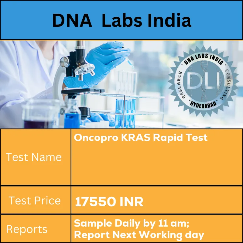 Oncopro KRAS Rapid Test cost Submit formalin fixed paraffin embedded (FFPE) tissue block. Ship at room temperature. Block should have atleast 10% tumor tissue. INR in India