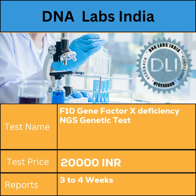 F10 Gene Factor X deficiency NGS Genetic Test cost Blood or Extracted DNA or One drop Blood on FTA Card INR in India